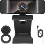 Camera Web 2K, Rezolutie 2560 x 1940P, Webcam Full HD, 4MP, 30fps, Microfon Incorporat, Reducere Zgomot, Auto Focus, Rotatie 360°, Unghi 120°, Conectare PC/Laptop, Cablu USB, Privacy Cover, Trepied Inclus, Negru, OEM