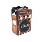 Radio FM X-bass, 3 benzi, difuzor, 230 V, acumulator reincarcabil, lanterna incorporata, antena, USB, AUX, slot Card SD, MP3 player, Maro/Alb, X-Bass