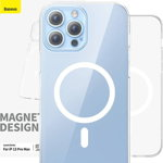 Magnetic Phone Case for iP 13 PRO MAX OS-Lucent Series (Clear), Baseus