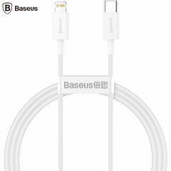 CABLU alimentare si date Baseus Superior Fast Charging Data Cable pt. smartphone USB Type-C la Lightning Iphone PD 20W 1m alb CATLYS-A02