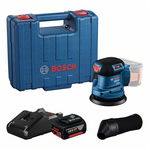 Slefuitor cu excentric pe acumulator Bosch Professional GEX 185-LI, 18 V, 125 mm diametru disc, 10.000 RPM, 20.000 vibratii/min, sac colector praf, acumulator 4 Ah, incarcator rapid, valiza transport