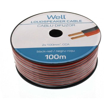 Cablu difuzor rosu/negru 2X1.00mmp, 100m, Well LSP-CCA1.00BR-100-WL, WELL