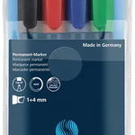 Permanent Marker Schneider Maxx 133, Varf Tesit 1+4mm, 4 Culori/set - (n, R, A, V)