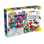 Puzzle de colorat maxi - Paienjenelul Marvel si prietenii lui uimitori (2 x 24 de piese), LISCIANI