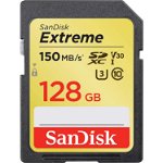 Card de memorie SanDisk Extreme SDXC, 128GB, Class 10, UHS-I/U3, 150MB/s