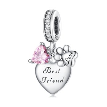 Talisman din argint Best Friend Pink Love, EdenBoutique