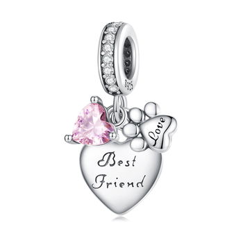 Talisman din argint Best Friend Pink Love, EdenBoutique