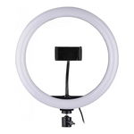 Lampa circulara Loomax, 20 W, 3200-5600 K, 33 cm, lumini RGB, suport telefon, 10 trepte reglaj, 7 culori, 3 tipuri lumina, General