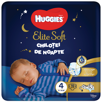 Scutece chilotel de noapte Huggies Elite Soft Pants Overnight 4, 9-14 kg, 19 buc, Huggies