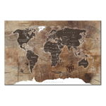 Avizier cu harta lumii Bimago Wooden Mosaic, 120 x 80 cm, Artgeist