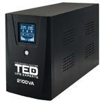 UPS TED 2100VA 1200W cu Stabilizator si Management, 2x Schuko, Ecran LCD si 2x Acumulator 12V 9Ah, TED001603, TED