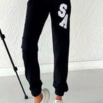 Trening Sport Action, pantaloni si bluza cu gluga si legare laterala cu snur, Negru, FashionForYou