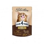 Hrana umeda completa Club 4 Paws Premium Plus Selection pentru pisici - Bucati de vitel in jeleu de legume, 12x80g