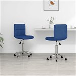 Set scaune de bucatarie pivotante vidaXL, 2 buc., albastru, textil, 40 x 47 x (74,5-86) cm, 10.5 kg