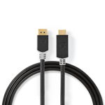 Cablu DisplayPort v1.4 - HDMI 4K 60Hz 2m aurit antracit