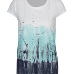 Tricou alb cu print abstract turcoaz - Yest, Yest