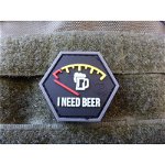 PATCH CAUCIUC - I NEED BEER - RED, JTG