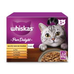 WHISKAS Pure Delight, Pasăre, plic hrană umedă pisici, (în aspic), multipack, 85g x 12, Whiskas