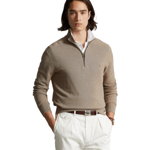 Imbracaminte Barbati Polo Ralph Lauren Mesh-Knit Cotton 14 Zip Sweater Honey Brown Heather, Polo Ralph Lauren