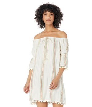Imbracaminte Femei DEWYTREE Aurora Rose Off Shoulder Tunic Rainbow Stripe, DEWYTREE