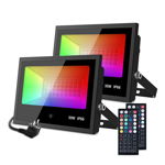 Set 2 proiectoare de podea LED RGB MustWin, 50 W, IP66 waterproof, 20 culori RGB, timer, functie programare automata, telecomanda, MustWin