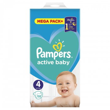 Scutece Pampers Active Baby 4 Mega Box, 132 buc/pachet