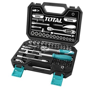 Trusa Chei Tubulare TOTAL, CR-V 1 4 45buc INDUSTRIAL, TOTAL Tools