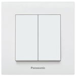 Întrerupător dublu Panasonic Karre Plus, alb, incl. ramă