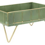 Stativ Glam Verde, 14.5x28x18.5 cm, metal, verde/ auriu, Mauro Ferretti