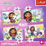 Puzzle Trefl 4 in 1- Gabbys Dollhouse, Aventurile lui Gabby