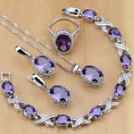 Set complet Natural Purple cu Pandantiv, Bratara, Cercei si Inel - marimi 6,7,8,9, Sabinelli