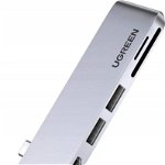 Adaptor multifunctional HUB 6 in 2 UGREEN CM380 USB-C pentru MacBook Air / Pro, Ugreen