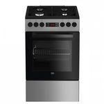 Aragaz Beko FSMT52320DXO, Mixt, 4 arzatoare gaz, Display, Grill, Timer, 50x60 cm, Inox