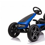 Kinderauto GO Kart cu pedale de la Mercedes, roti cauciuc solid, scaun reglabil, centura de siguranta Albastru, Hollicy