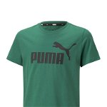 Puma, Tricou regular fit din bumbac cu logo Essentials, Verde, Negru, 104 CM
