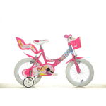Bicicleta Dino Bikes pentru copii, 14'', Princess, Alb-Roz