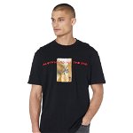 Imbracaminte Barbati Just Cavalli T-Shirt with Party Till The End Graphic and Just Qr Card On Back Black, Just Cavalli