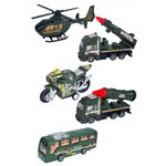 Set 5 masinute Karemi, seria fortelor militare, cu elicopter, motocicleta, autobuz politie, masini de lupta, verzi, Karemi