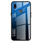 Husa Spate Upzz Gradient Glass Pentru Samsung Galaxy A20e ,spate Sticla Rezistenta , Negru Albastru