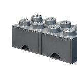 Cutie depozitare lego 2x4 cu sertare gri inchis, Lego