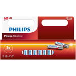 Baterie Power Alkaline LR03P12W/10 Tip AAA 1.5V Set 12 Bucati Argintiu, Philips