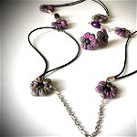Set colier + cercei floricele violet, AHGL12537
