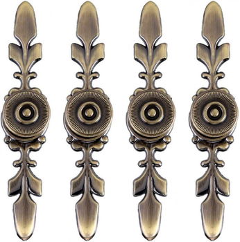 Set de 4 manere sertare/dulapuri CHIFOOM, metal, bronz, 121 x 22,3 x 18,3 mm