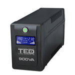 UPS 900VA / 500W LCD display Line Interactive cu stabilizator 2 iesiri schuko TED UPS Expert TED001566, TED Electronic