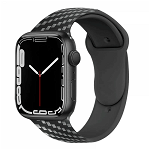 Curea Apple Watch Ultra/ 3 / 4 / 5 / 6 / 7 / 8 / SE series 42 / 44 / 45 / 49 mm silicon model fibra de carbon negru, krasscom