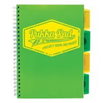 Caiet cu spirala si separatoare Pukka Pad Project Book Neon B5 200 pagini matematica verde