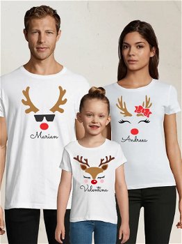 Set de tricouri personalizate pentru familie de Craciun - reni -, 1