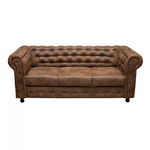 Canapea CHESTERFIELD extensibila, 3 locuri, cu arcuri, maro, 205x90x80 cm, Exclusive