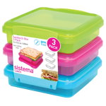 Set 3 cutii alimente sandwich din plastic color Sistema Lunch 450 ml