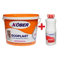 Vopsea lavabila interior Ecoplast, alb, 15 l + amorsa 3 l, Kober